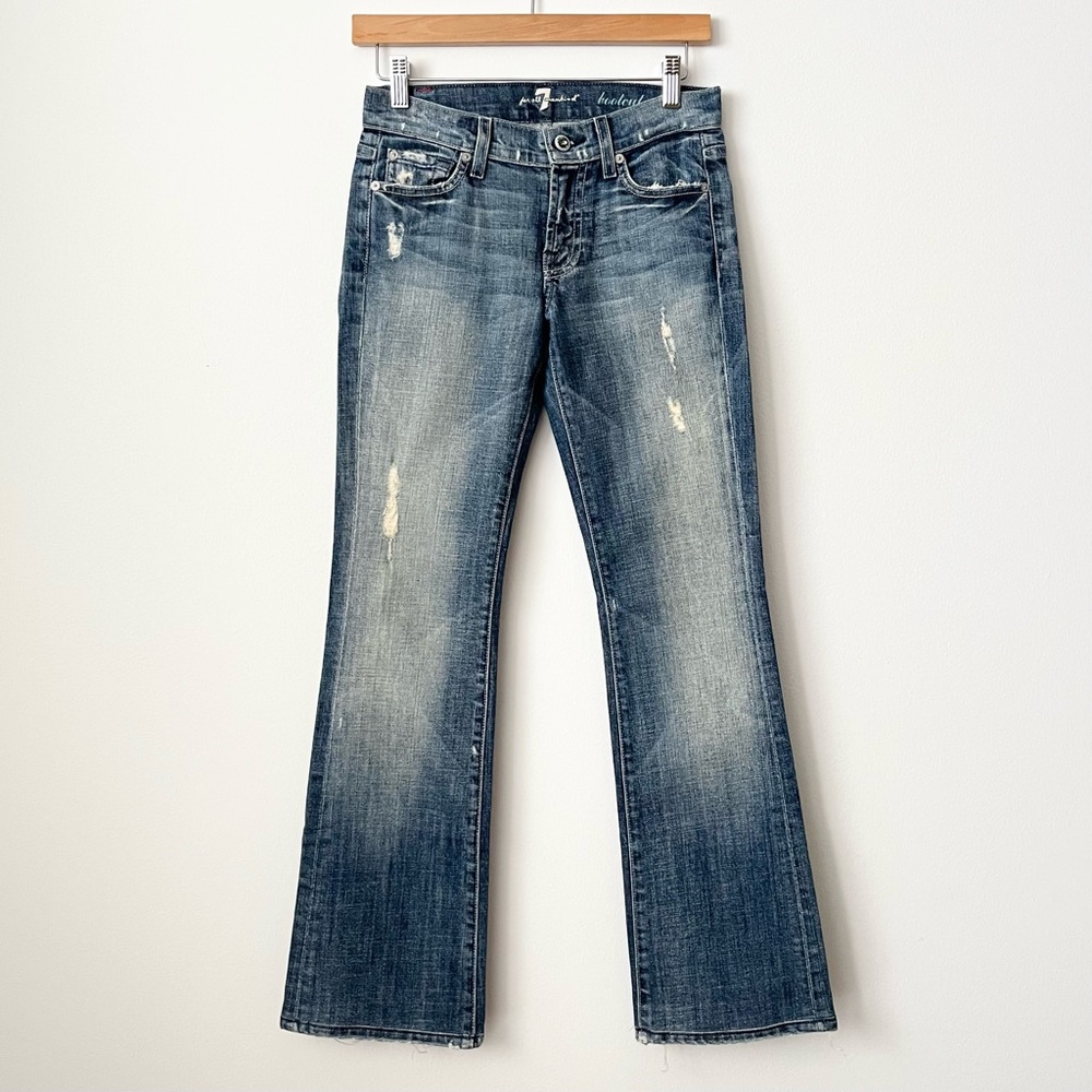7 For All Mankind Women's Bootcut Jeans 24 Distressed Flap Pockets Low Rise 2009